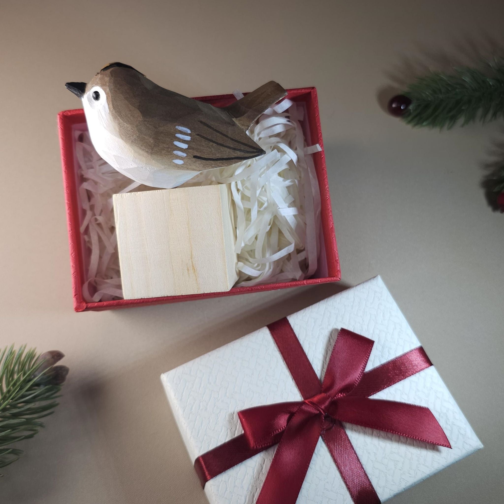 Bird Figurine comes with wooden stand and gift box packaging