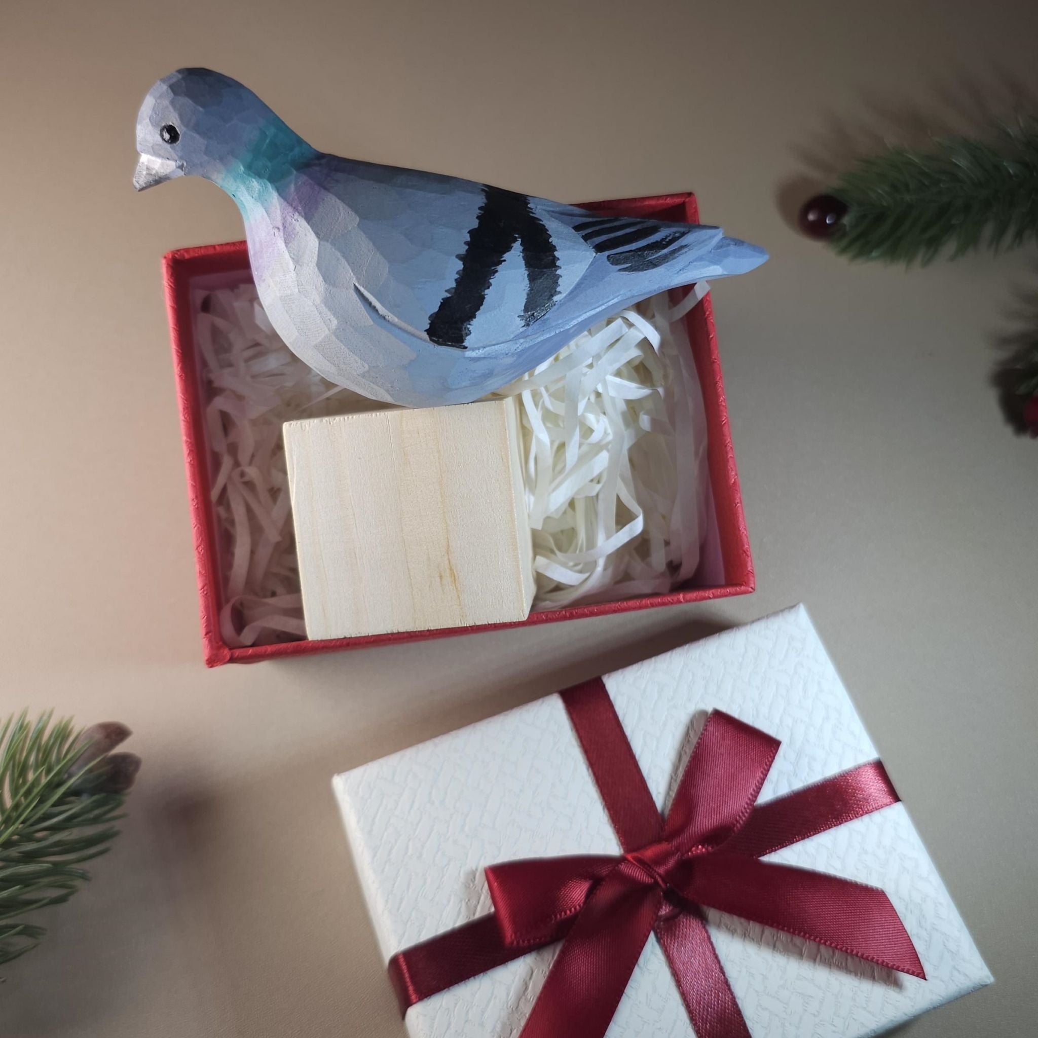 Bird Figurine comes with wooden stand and gift box packaging