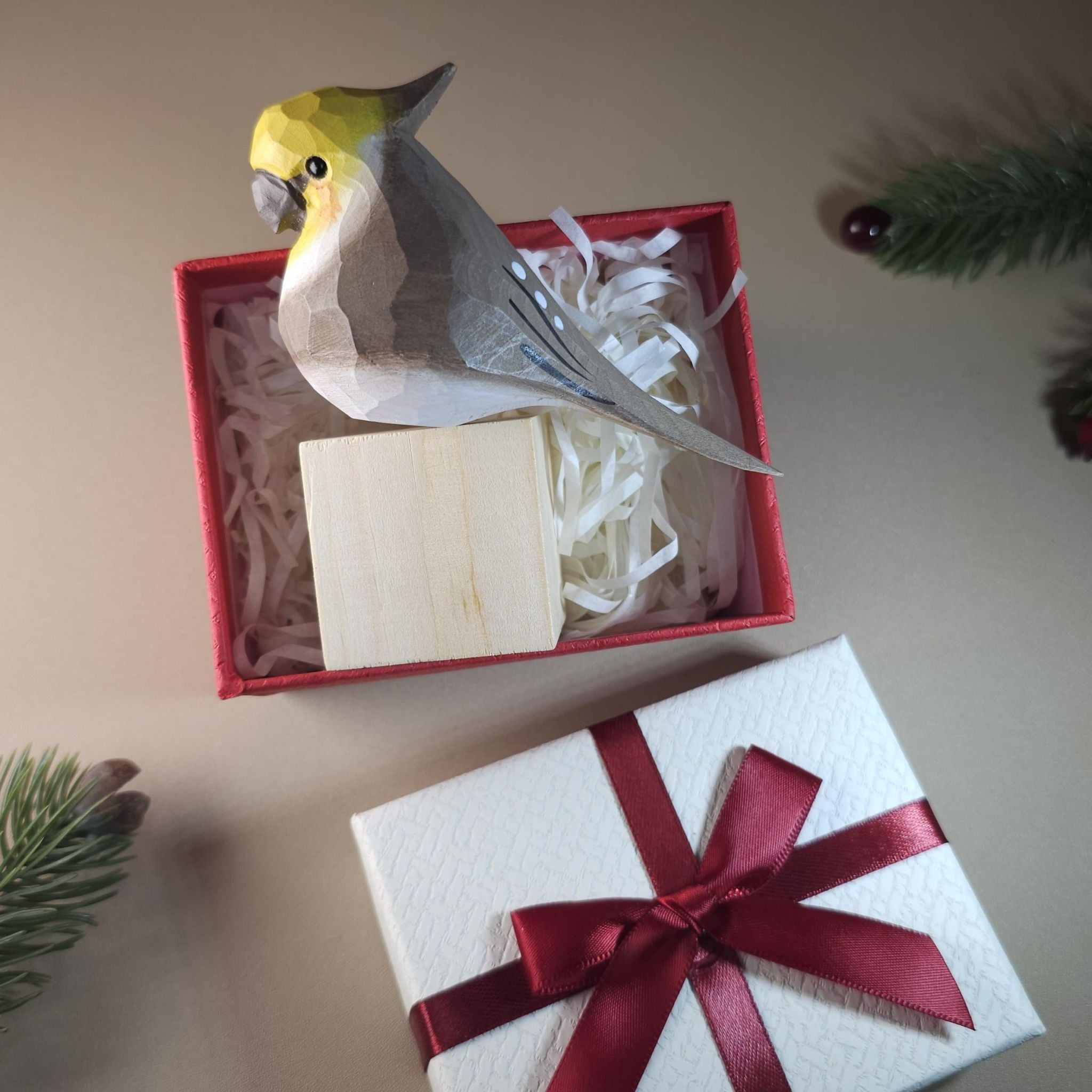 Bird Figurine comes with wooden stand and gift box packaging