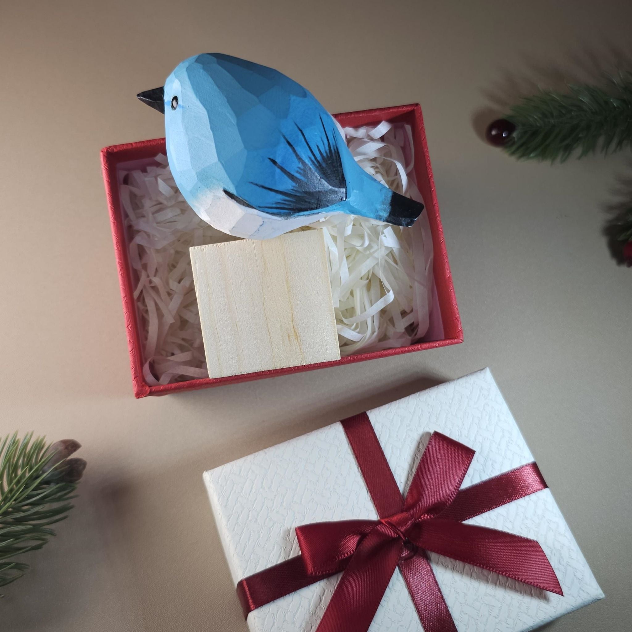 Bird Figurine comes with wooden stand and gift box packaging
