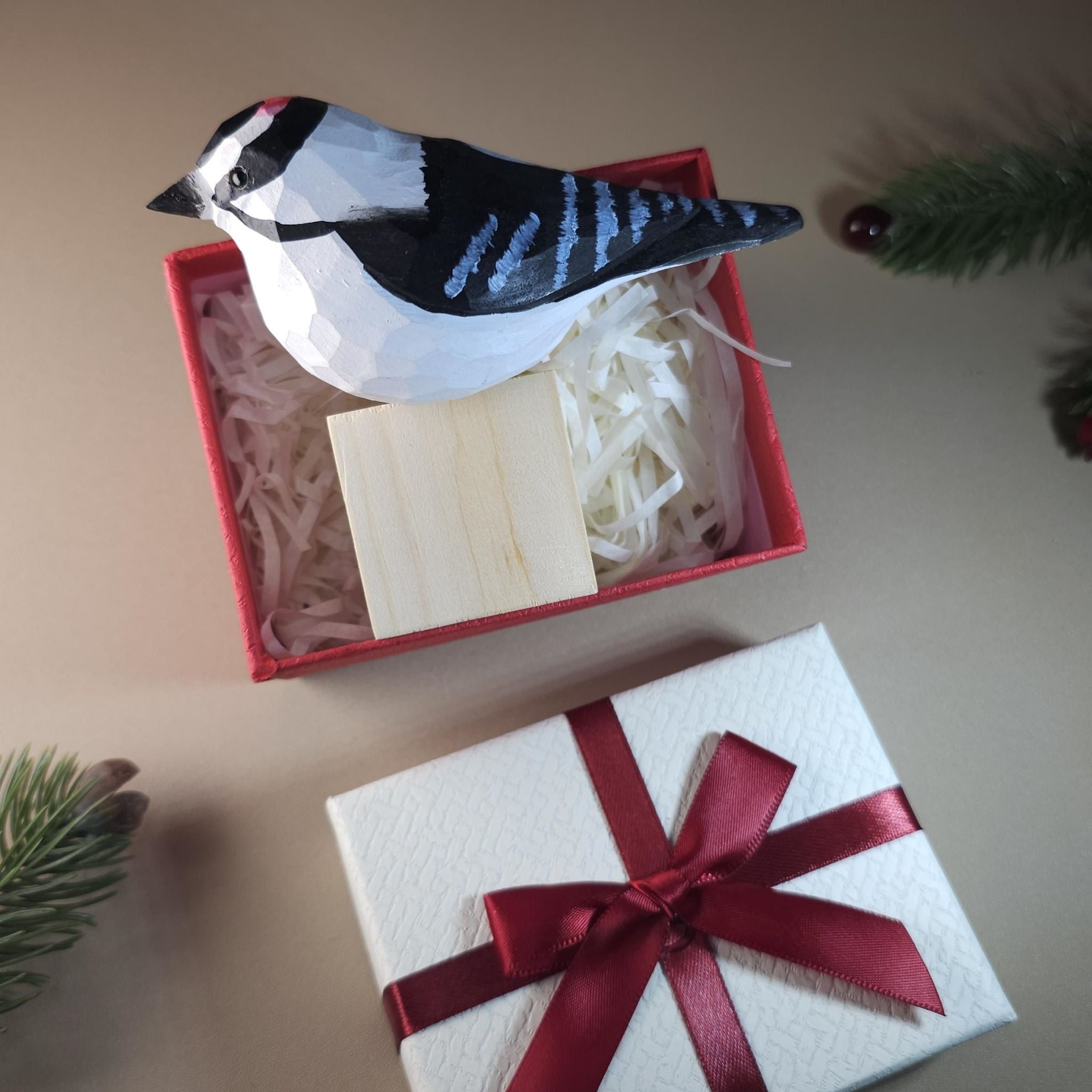 Bird Figurine comes with wooden stand and gift box packaging
