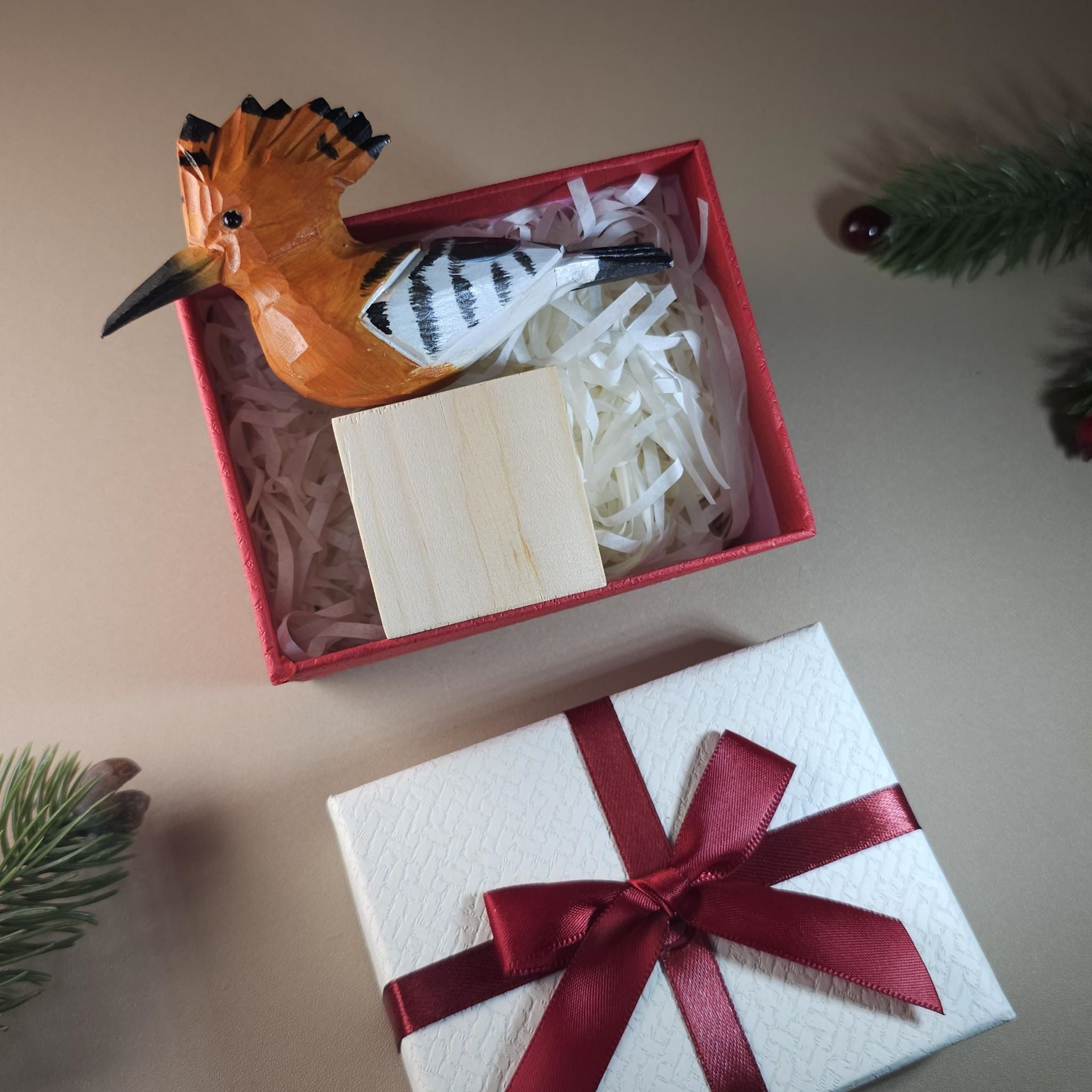 Bird Figurine comes with wooden stand and gift box packaging