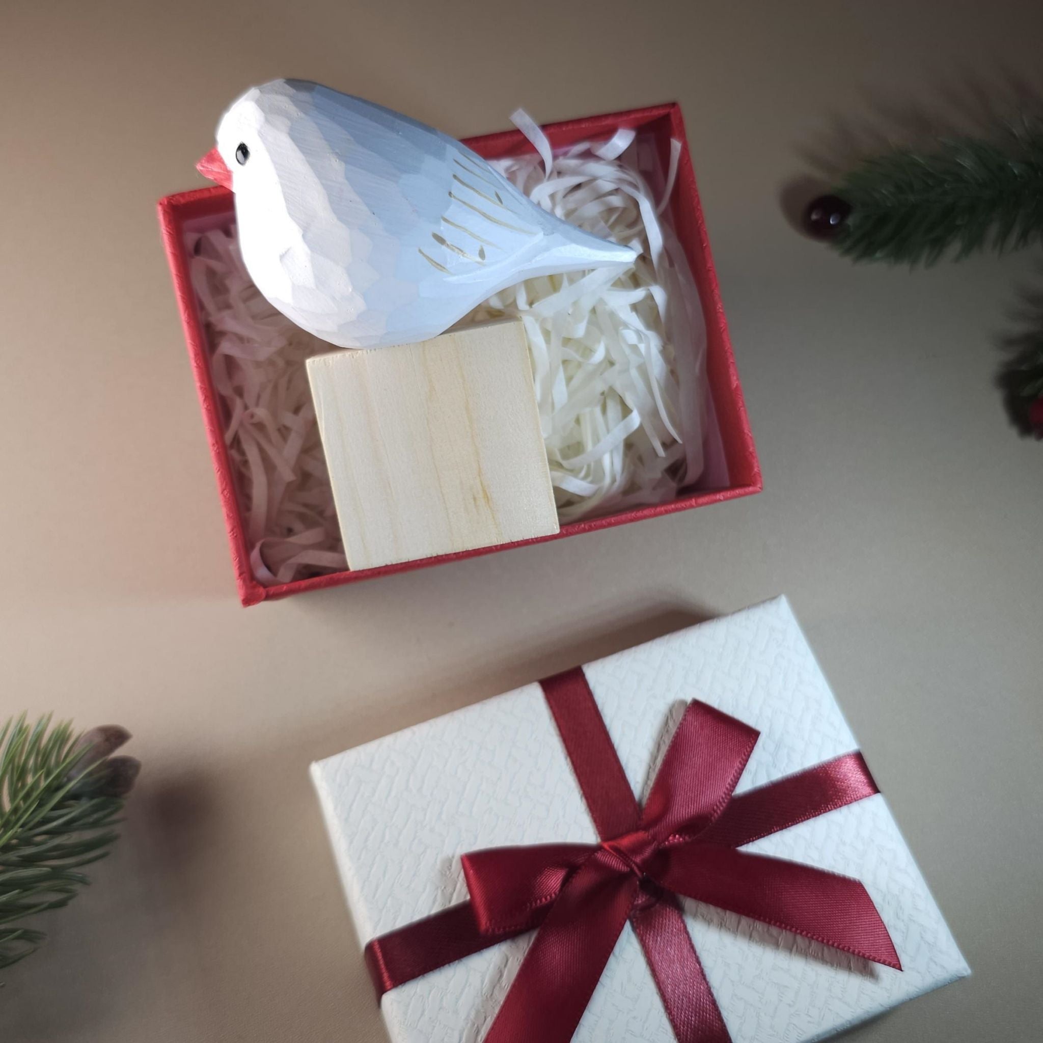 Bird Figurine comes with wooden stand and gift box packaging