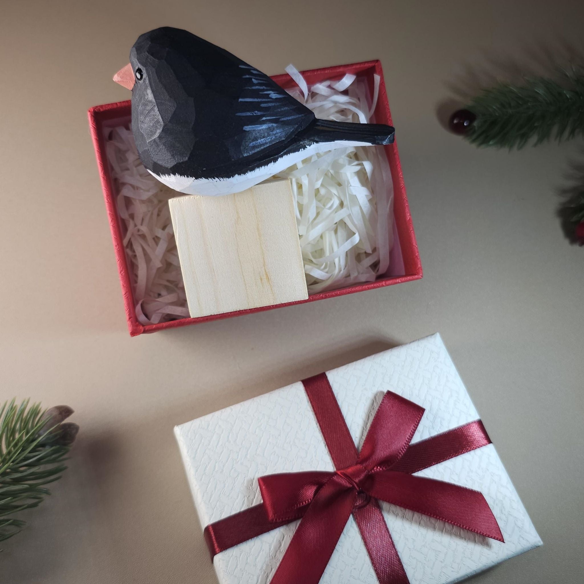 Bird Figurine comes with wooden stand and gift box packaging