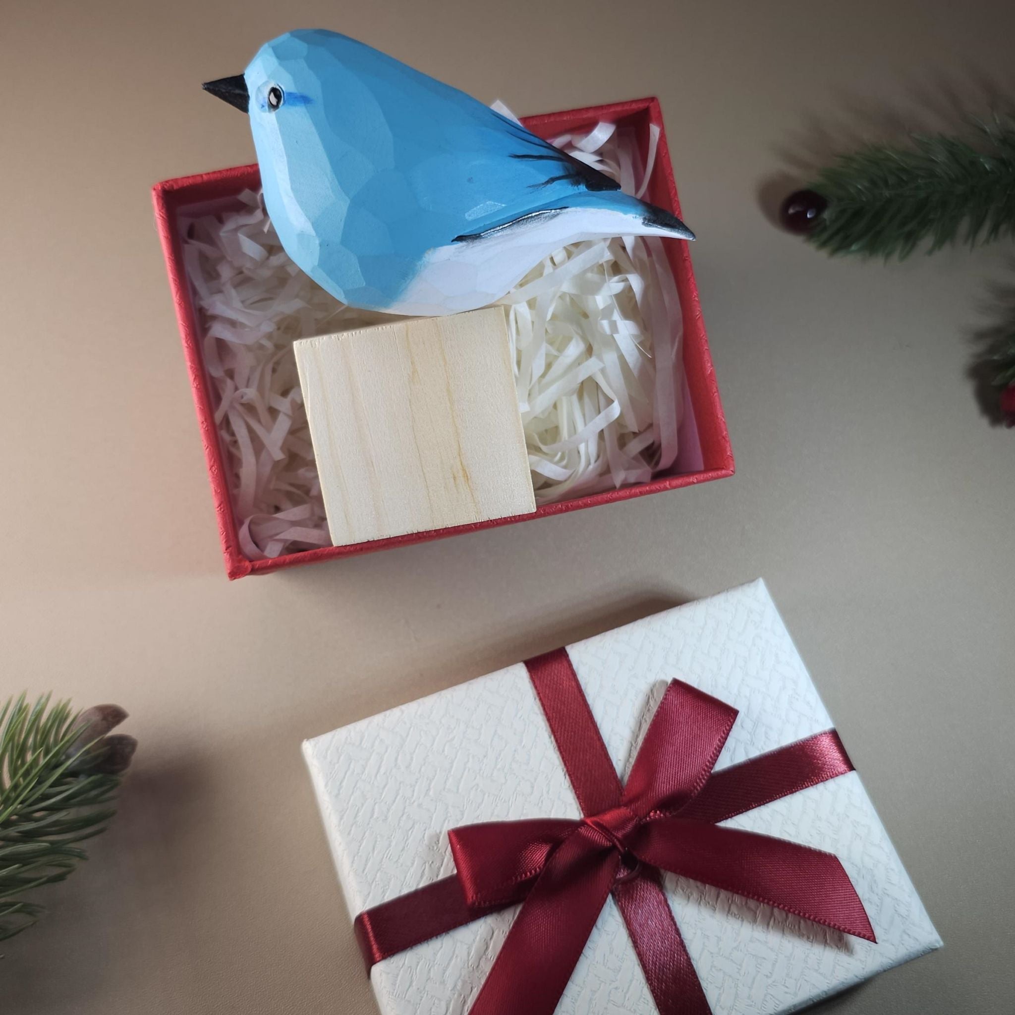 Bird Figurine comes with wooden stand and gift box packaging