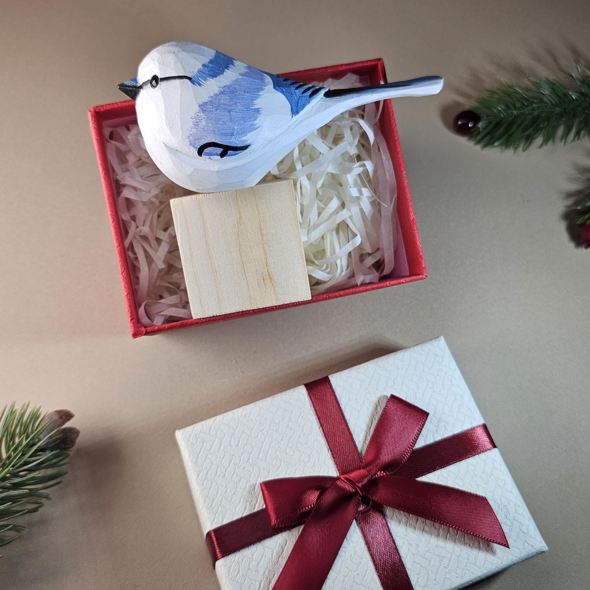 Bird Figurine comes with wooden stand and gift box packaging
