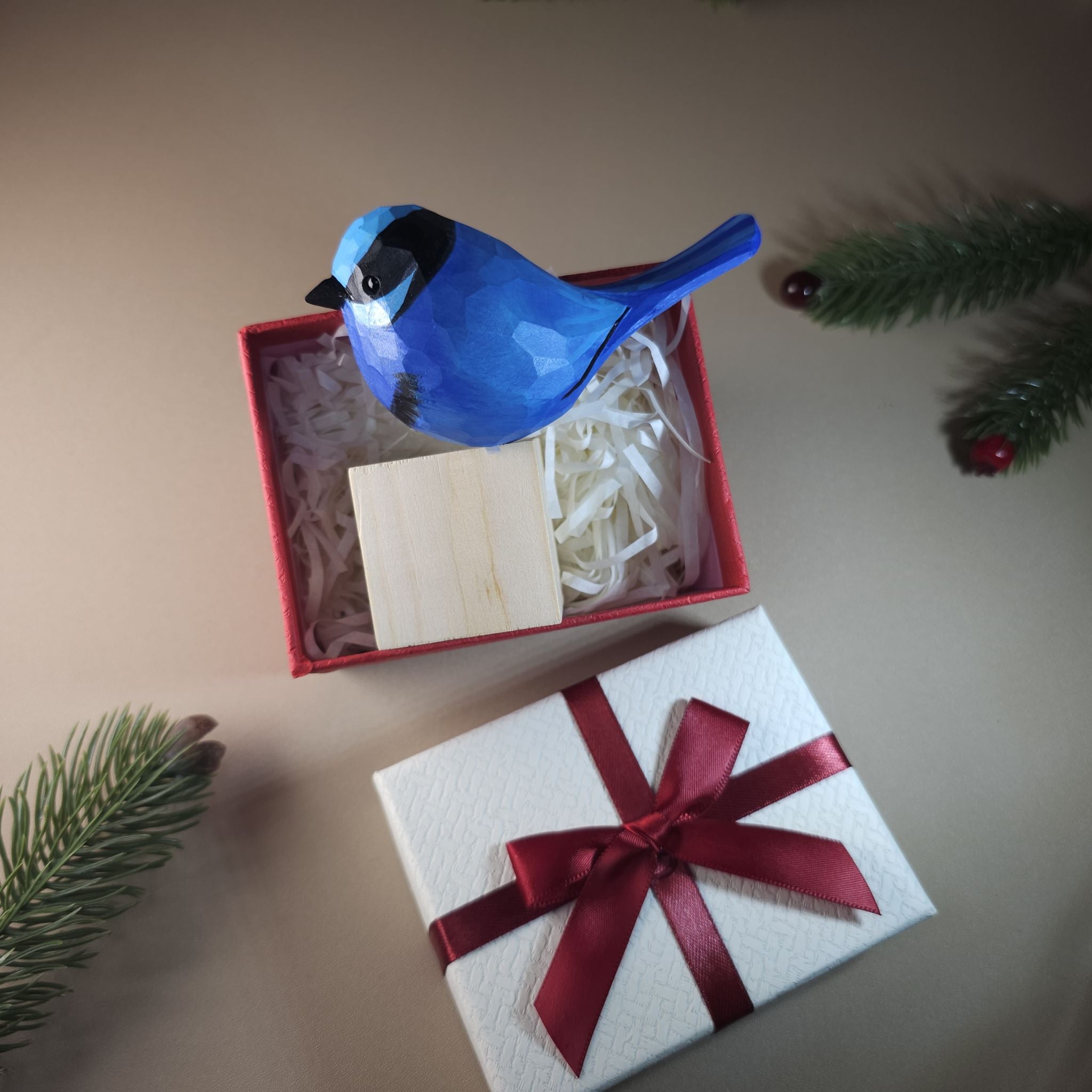 Bird Figurine comes with wooden stand and gift box packaging