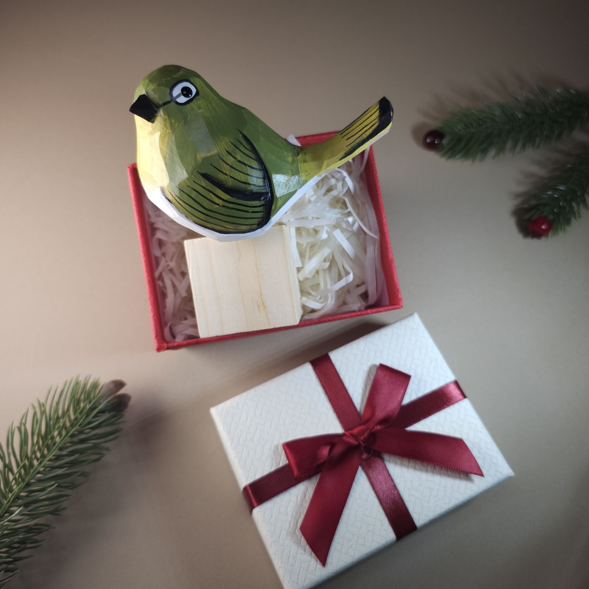 Bird Figurine comes with wooden stand and gift box packaging