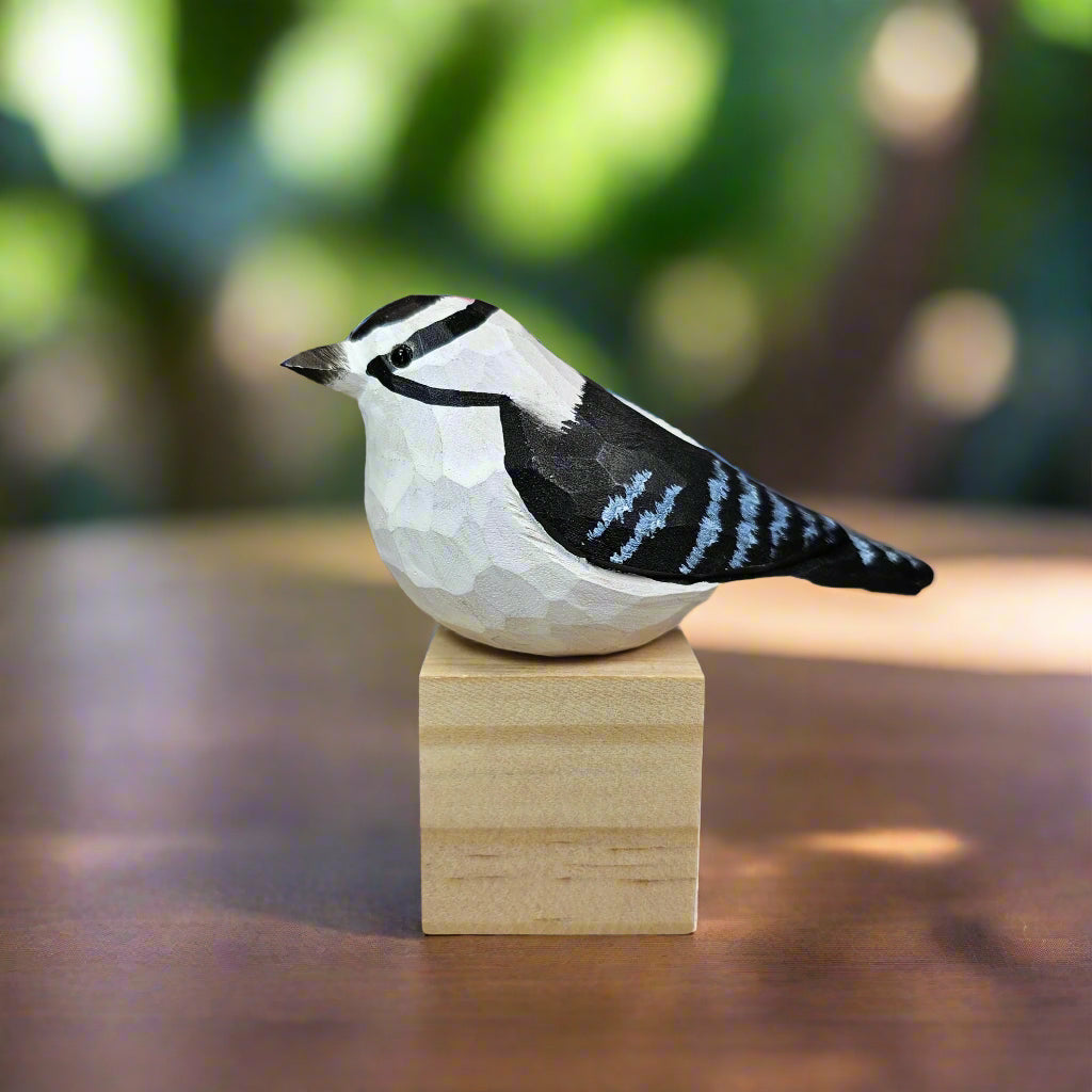 Downy Woodpecker Sculpted Hand Painted Bird Wood Figurines