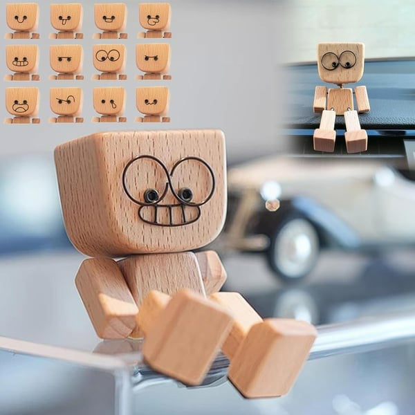 LAST DAY 49% OFF🔥Charming Little Swaying Wooden Figure with 3 Looks (Xmas & Flower) & 12PCS Magnetic Expressions