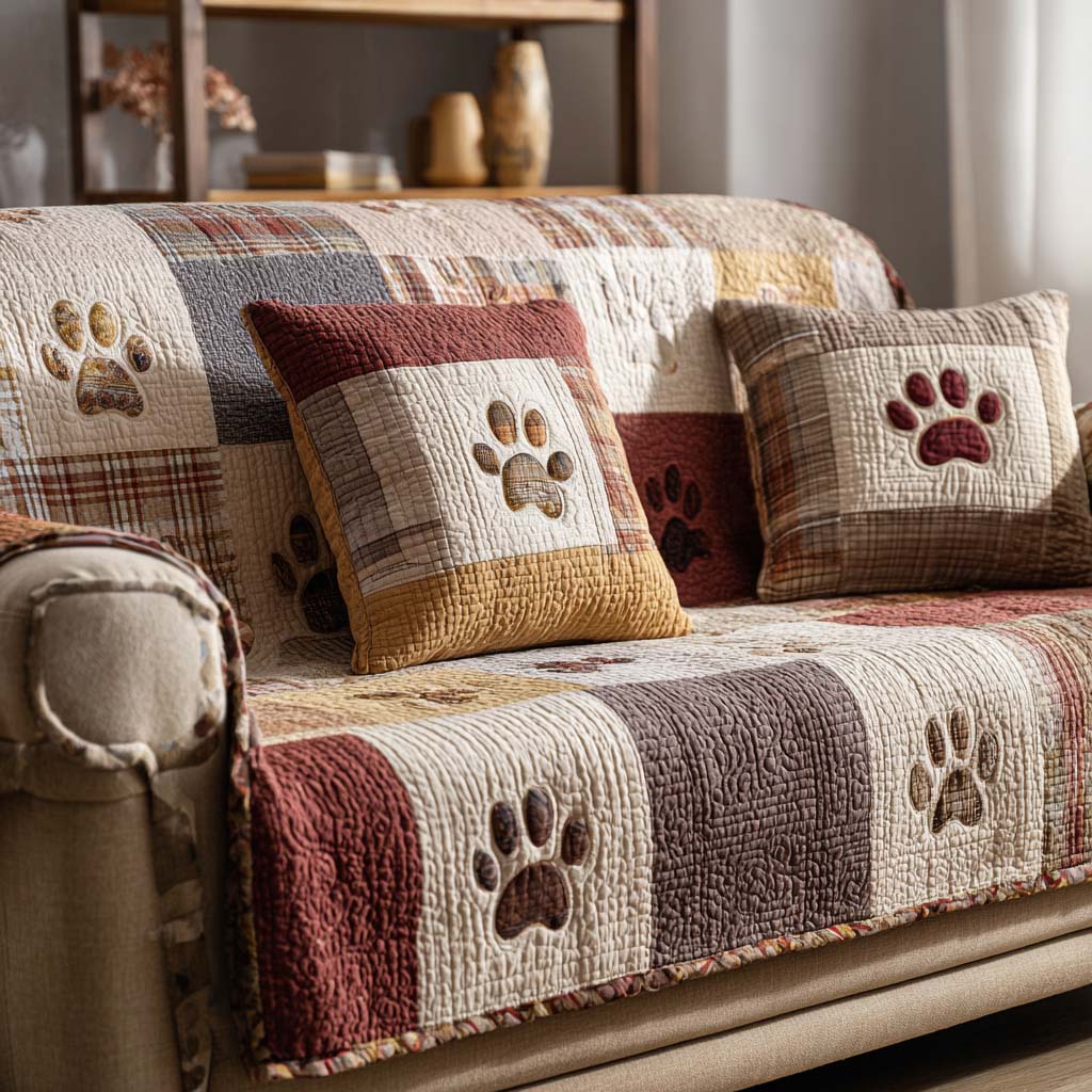 Adorable Paw Quilted Sofa Cover NCU0NT11185