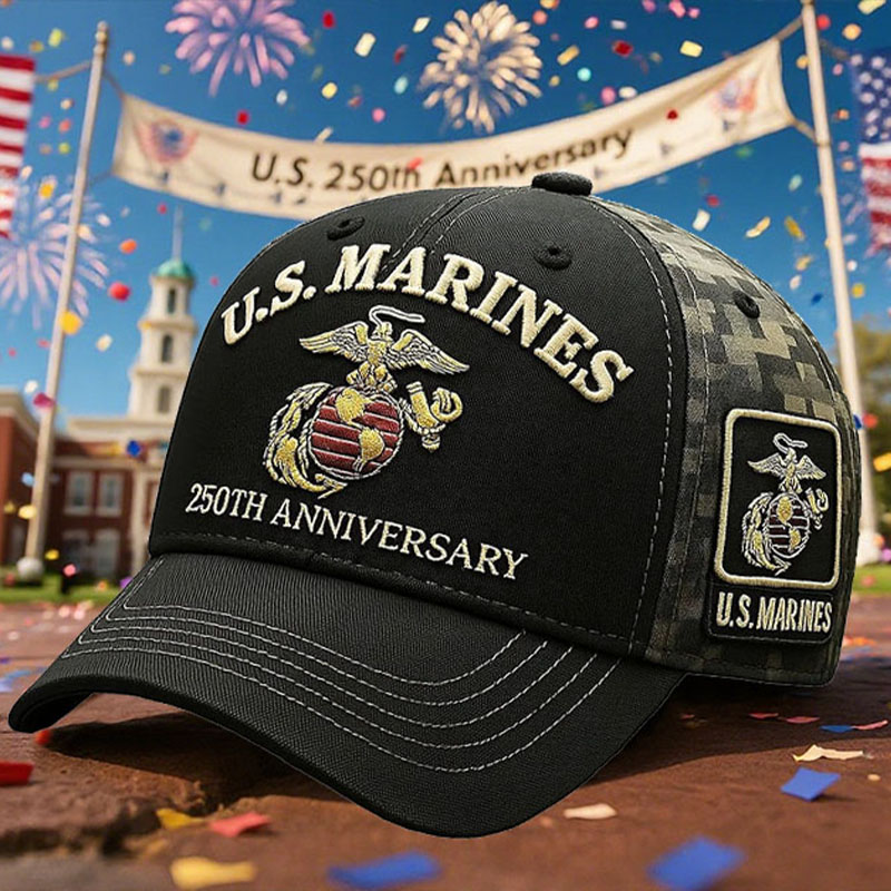 🔥Last day 30% off - USMC 250th Anniversary Adjustable Embroidered Vintage Washed Hat