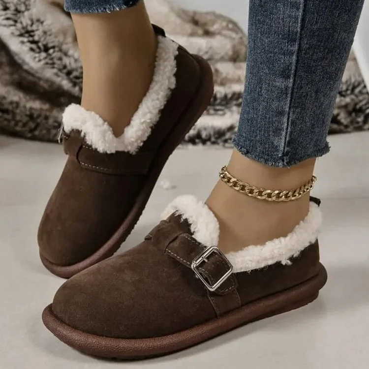 🔥Last Day Promotion70% OFF - Women's Plush Round Toe Slip-On Orthopedic Shoes