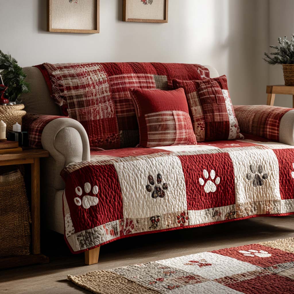 Paws of Cheer Quilted Sofa Cover NCU0NT11198