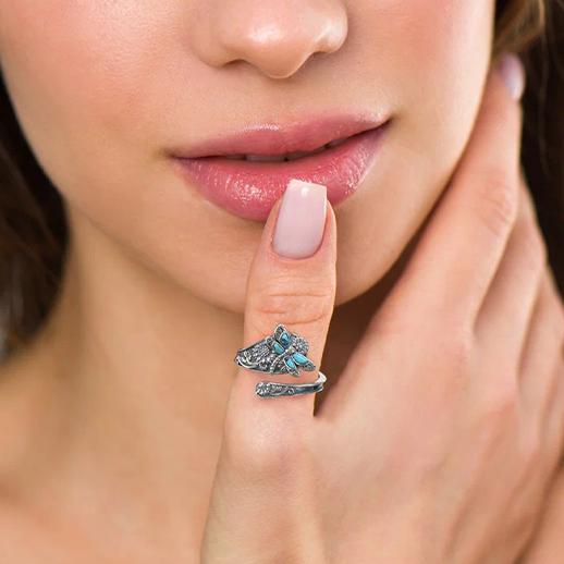 💙Turquoise Dragonfly Sunflower Spoon Ring💍