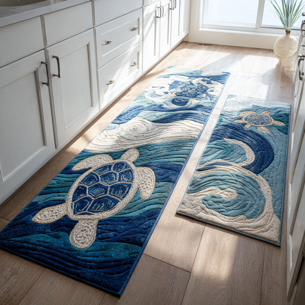 Aqua Calm Kitchen Area Rug NCU0PT10163