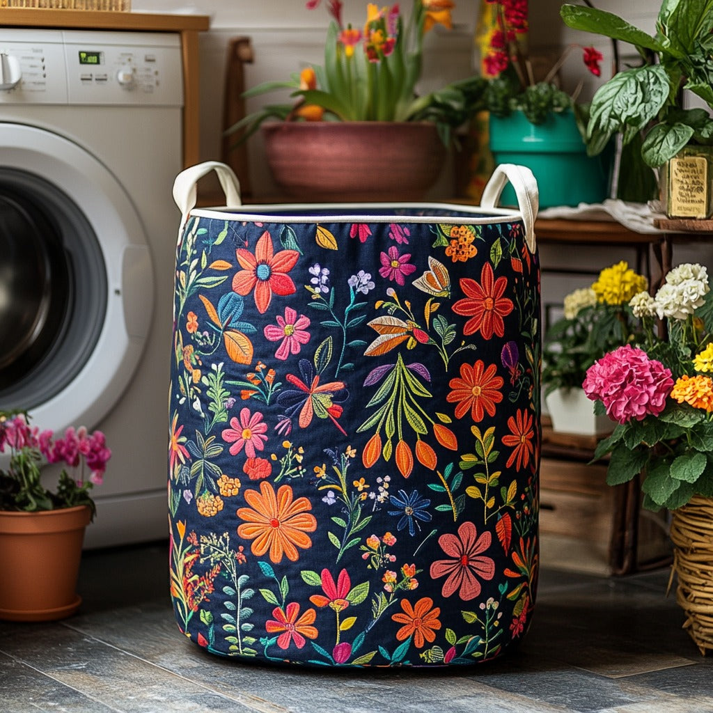 Boho Patchwork Quilted Laundry Basket NCU0DV616