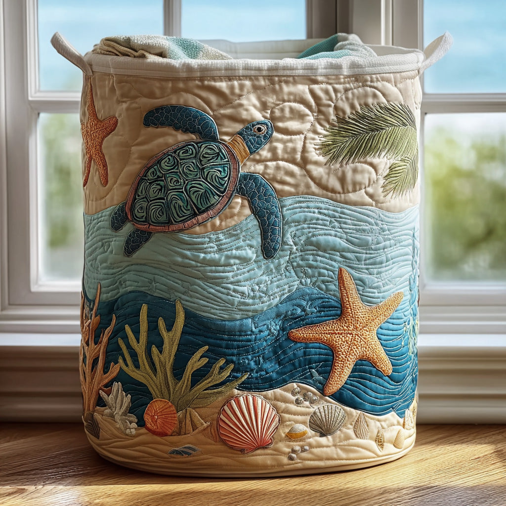 Sea Turtle Quilted Laundry Basket NCU0QN024
