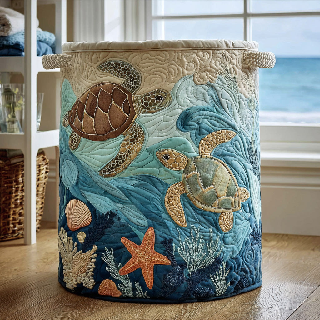 Sea Turtle Quilted Laundry Basket NCU0QN024