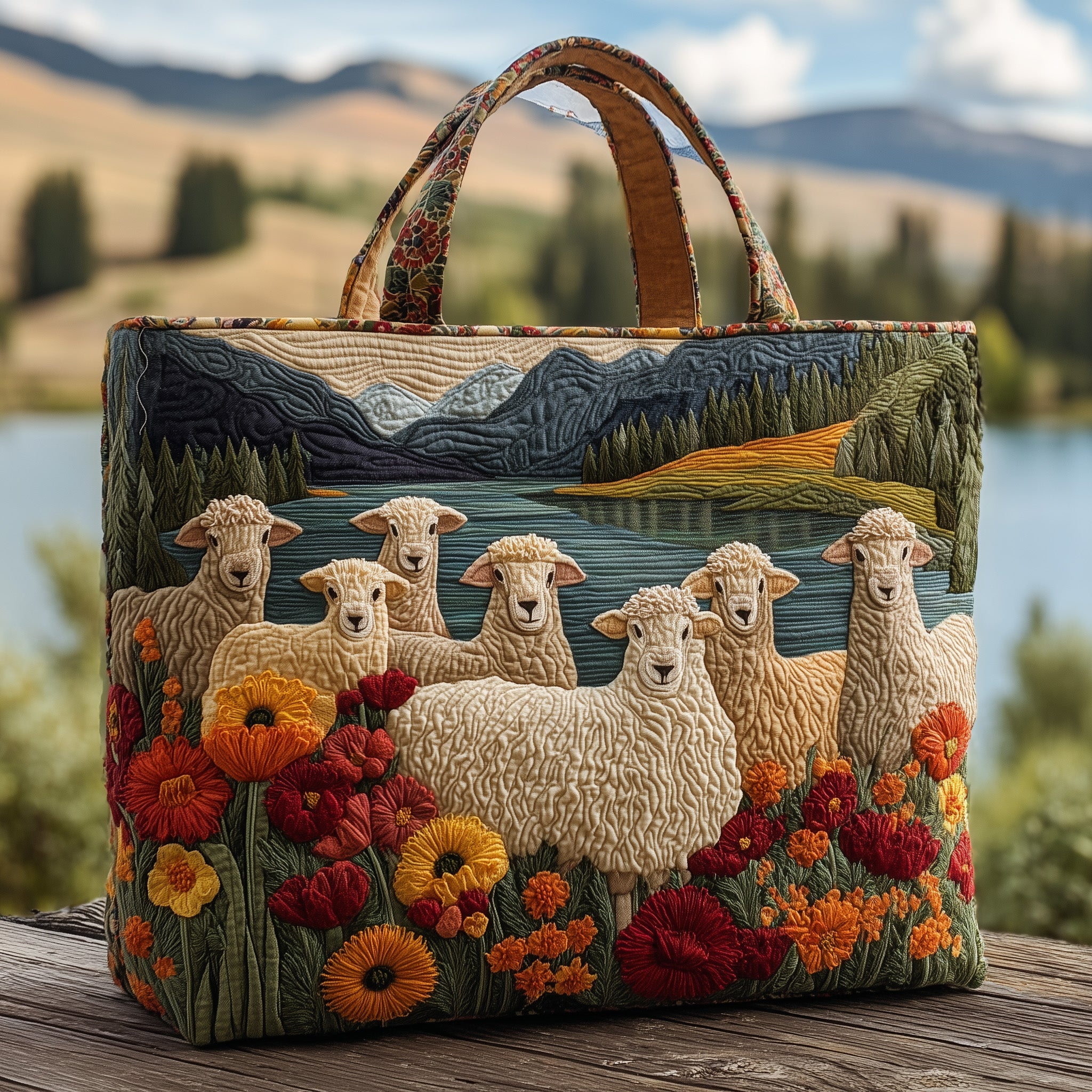 Sheep Serenity Quilted Tote Bag GFTOHD8557