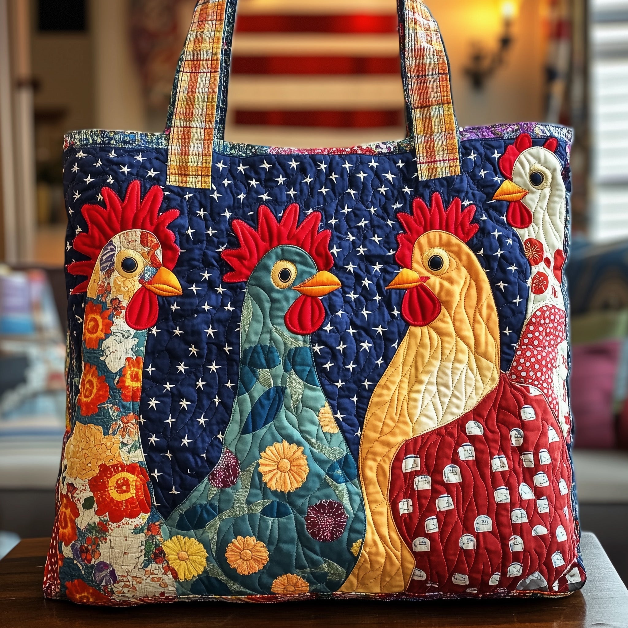 Whimsical Chicken Quilted Tote Bag GFTONL4829