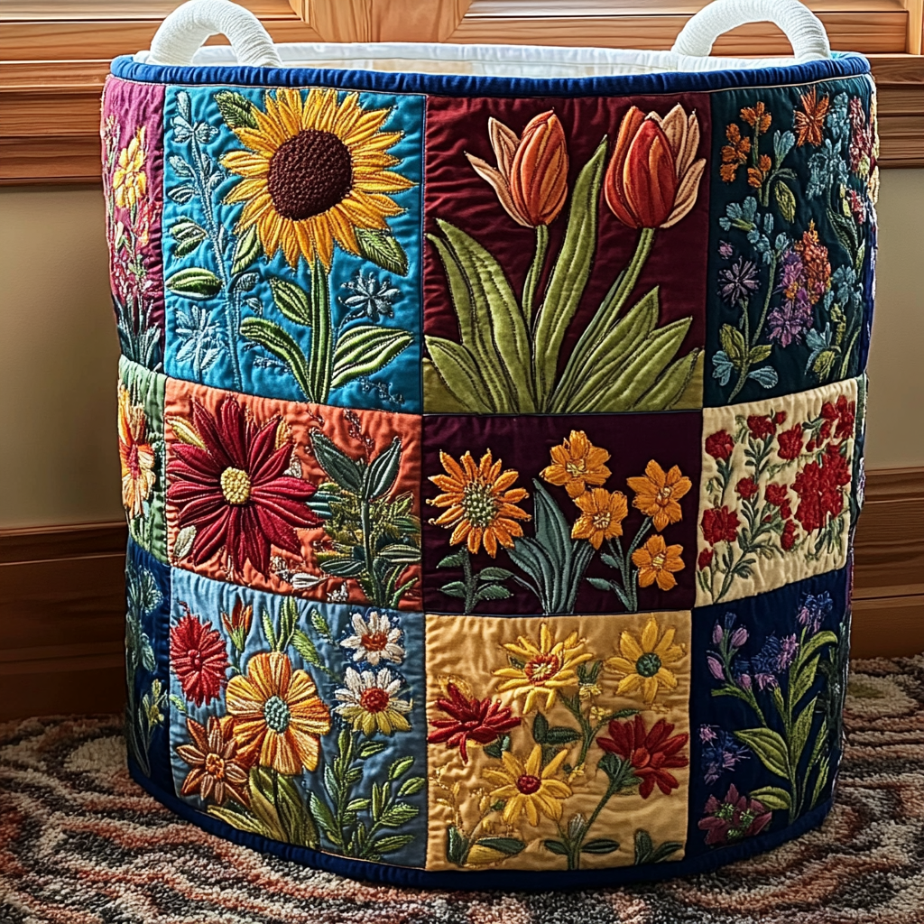 Garden Glow Quilted Laundry Basket NCU0DDK1073