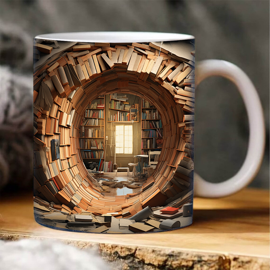 Bookshelves Hole In A Wall Mug(12oz)