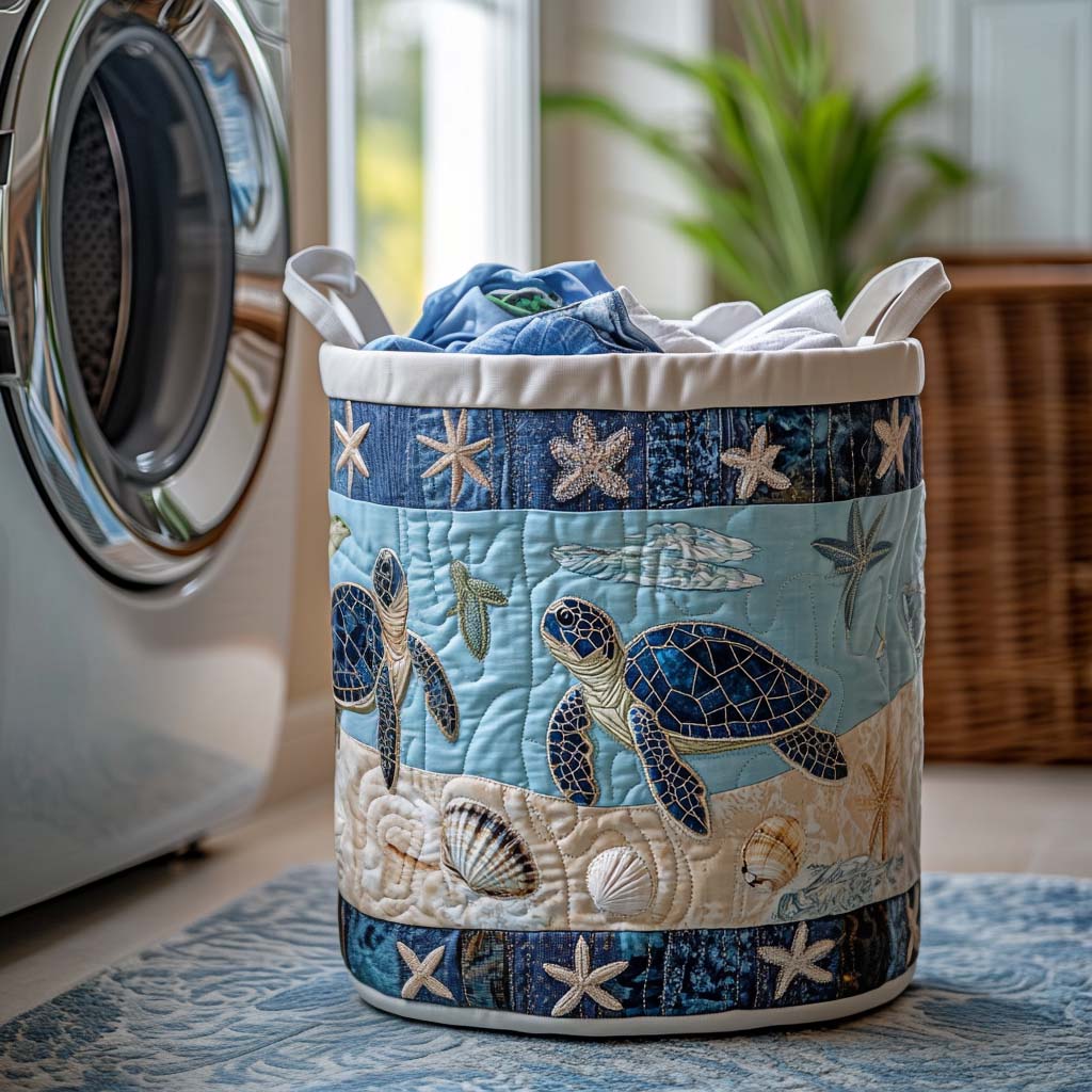 Sea Turtle Quilted Laundry Basket NCU0QN030