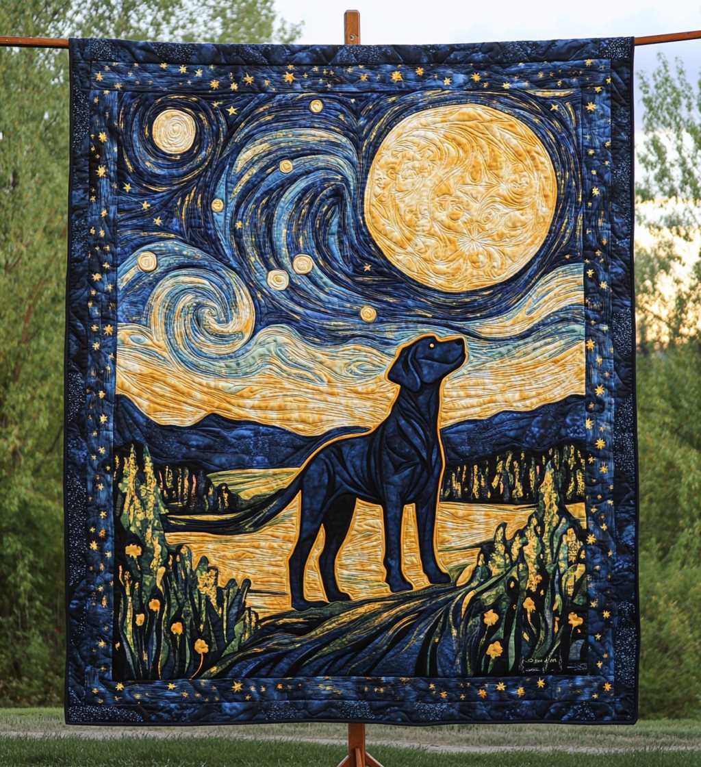 Starry Labrador Nights Quilted Blanket NCU0PT694
