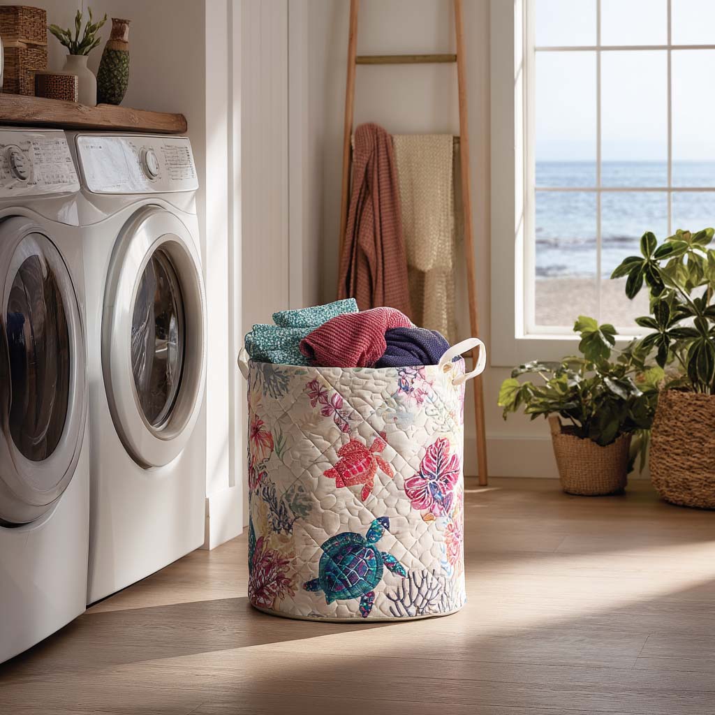 Sea Turtle Quilted Laundry Basket NCU0QN030