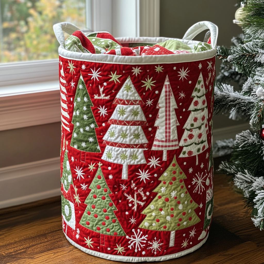 Winter Charm Quilted Laundry Basket NCU0DDK1088