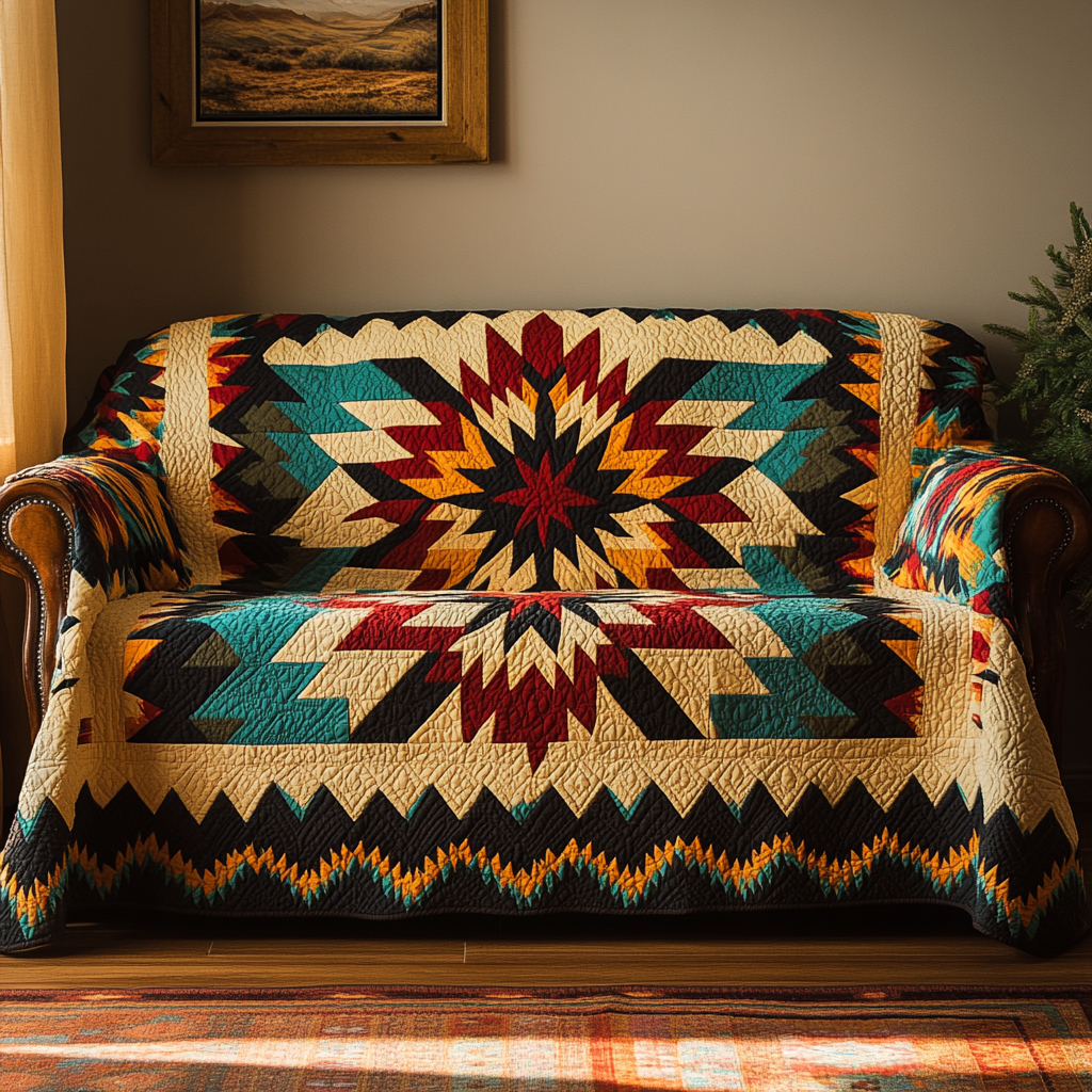 Wild Ember Quilted Sofa Cover NCU0DK10833