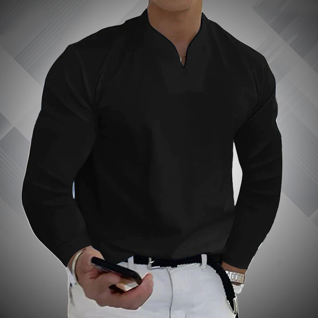 Men's solid color fashion long-sleeved T-shirt