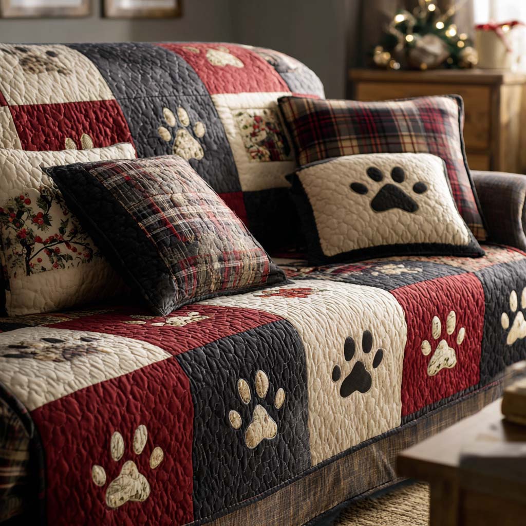 Pawfect Christmas Quilted Sofa Cover NCU0NT11196