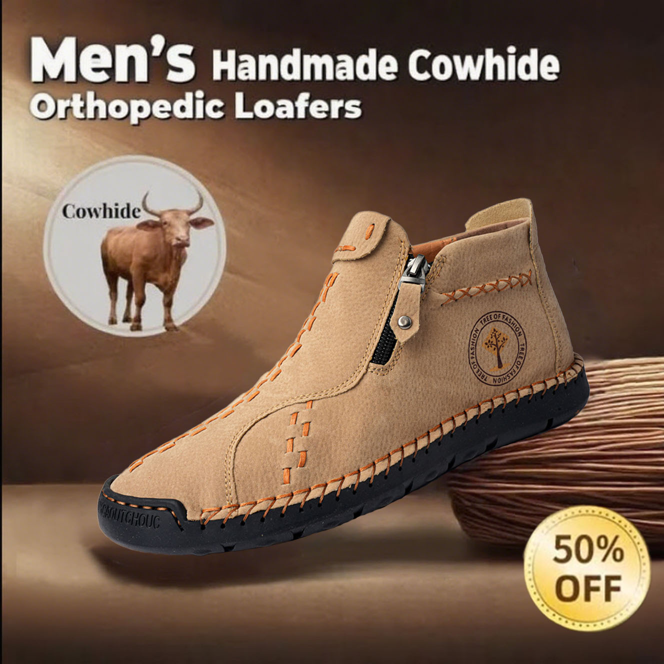 ⏰Last Day 70% OFFCasual leather arch support non-slip wear-resistant high-top loafers