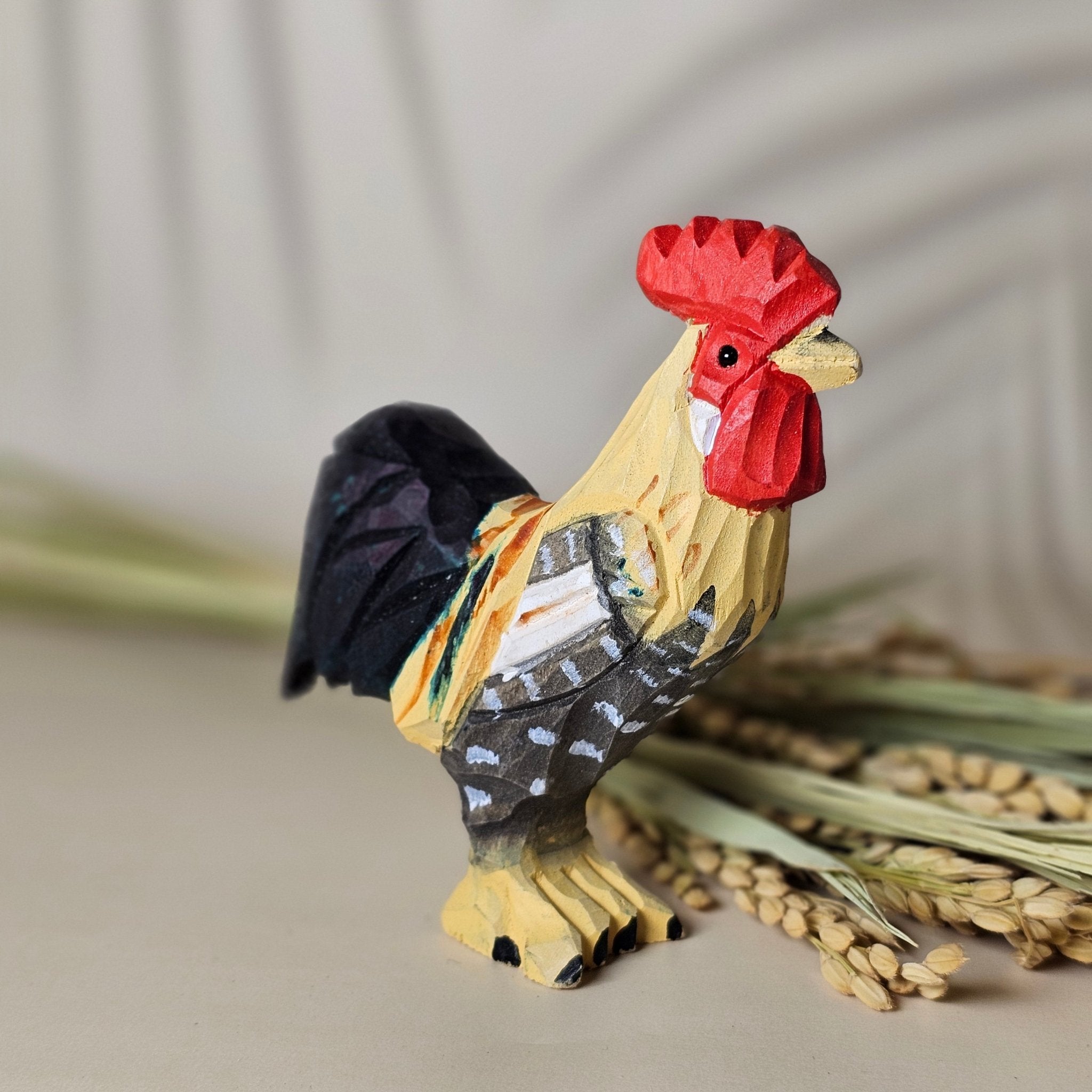Chicken Hand-Painted Wood Figurine