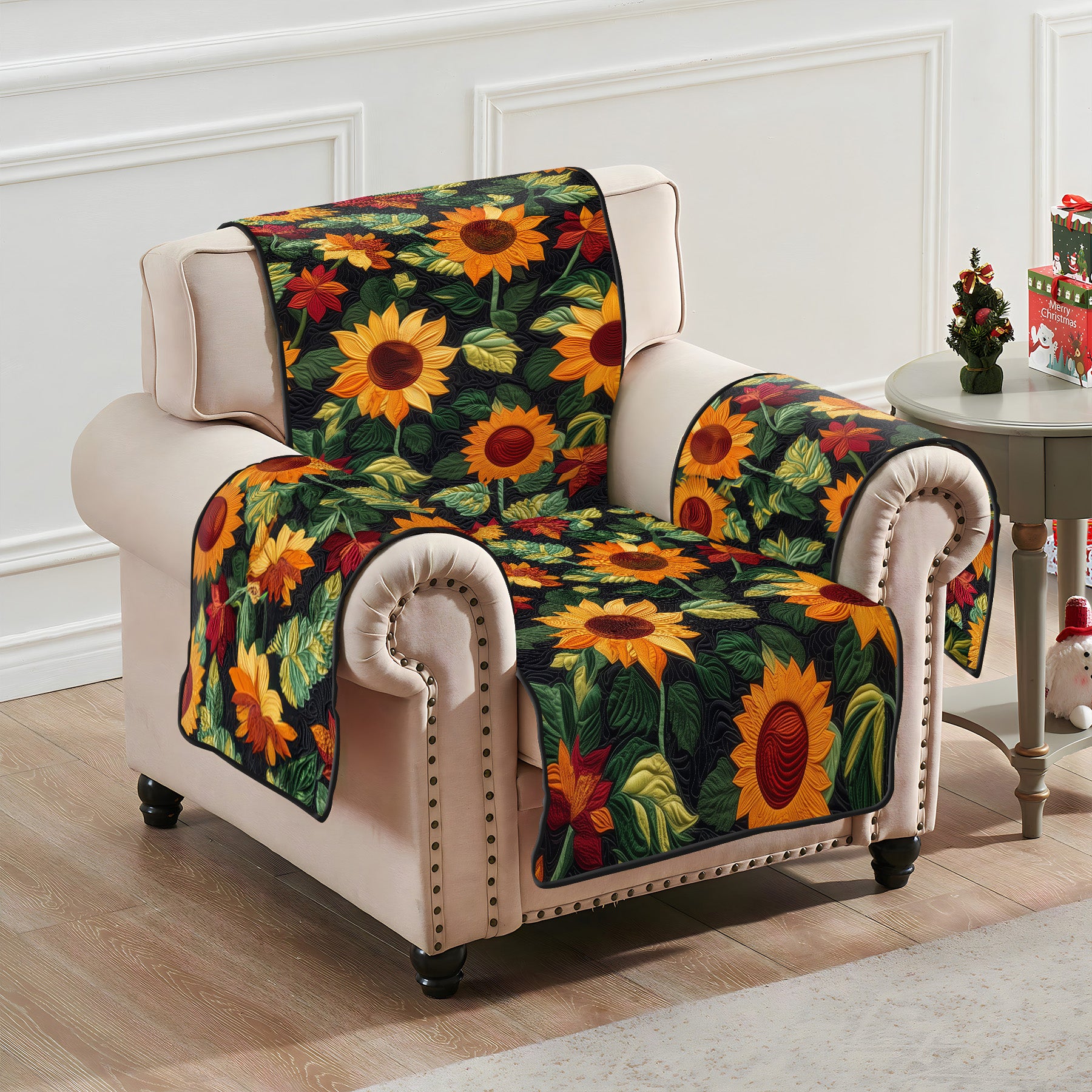 Radiant Sunflower Fields Quilted Sofa Cover NCU0PT1615