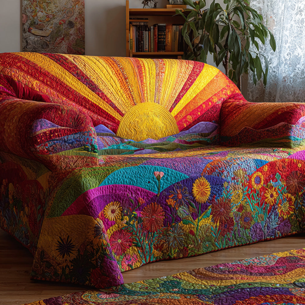 Wildflower Dawn Quilted Sofa Cover NCU0VL2997