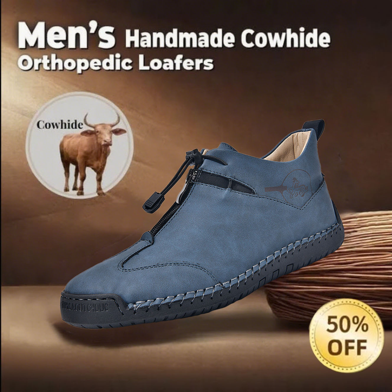 ⏰Limited Time Sale 50% OFF-Men's new handmade genuine leather orthopedic shoes with arch support