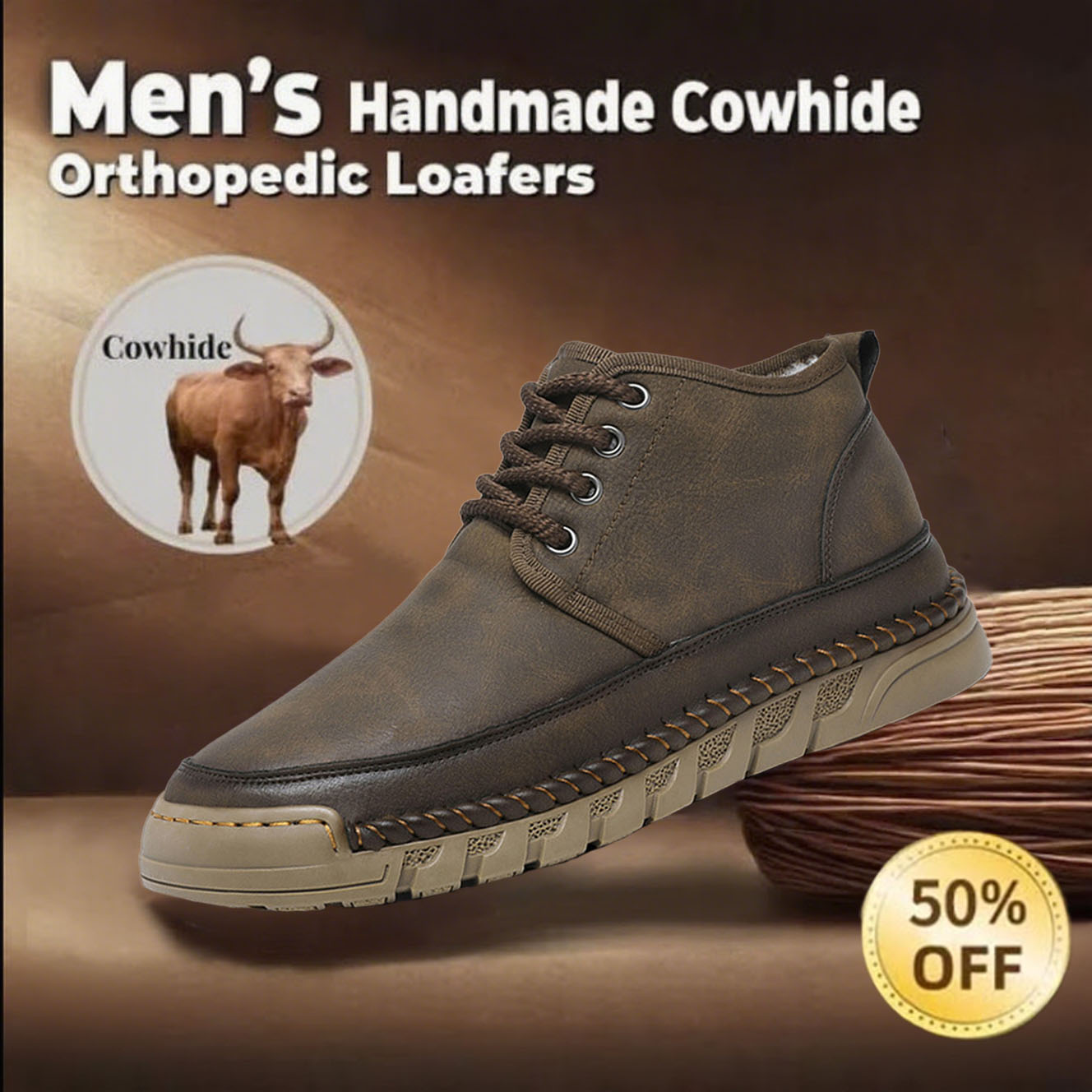 ⏰Last day 70% OFF🔥Casual leather arch support non-slip wear-resistant high-top loafers