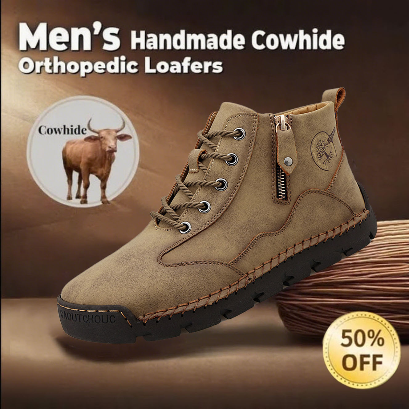 This Week 70% OFF🔥Casual leather arch support non-slip wear-resistant high-top loafers