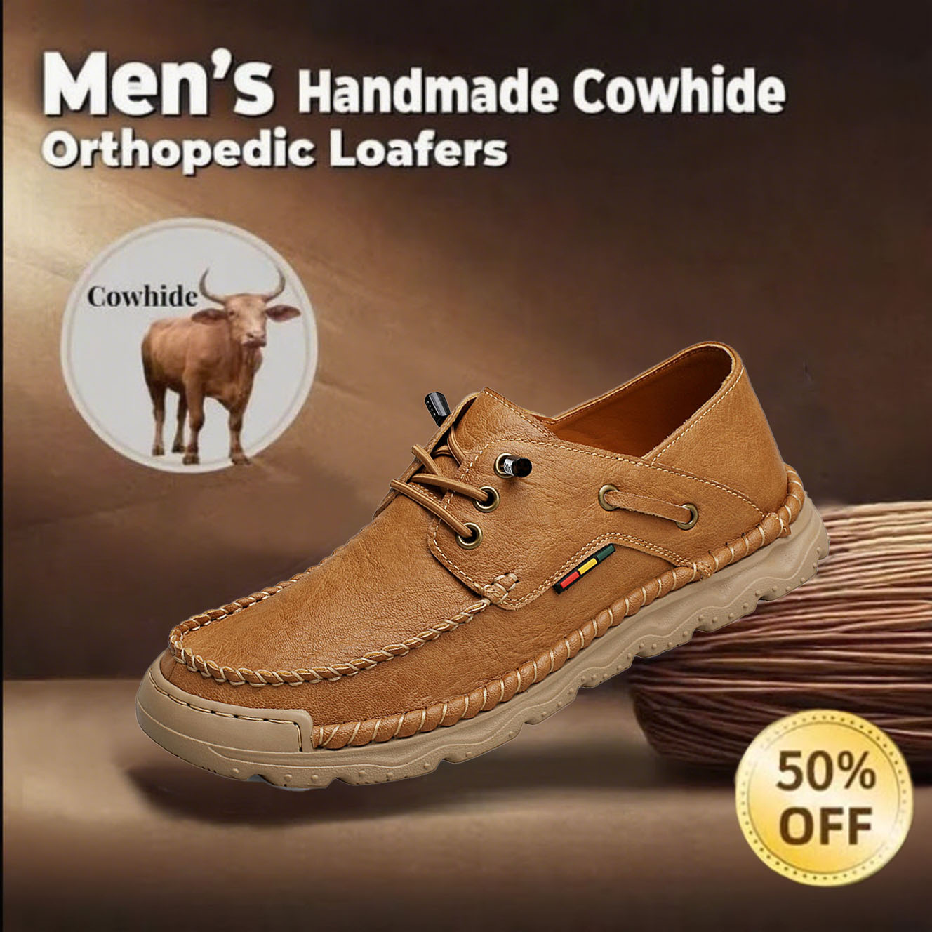 Limited Time Deal – 70% Off! Men's Vintage Hand - Stitched Comfortable Soft Leather Shoes