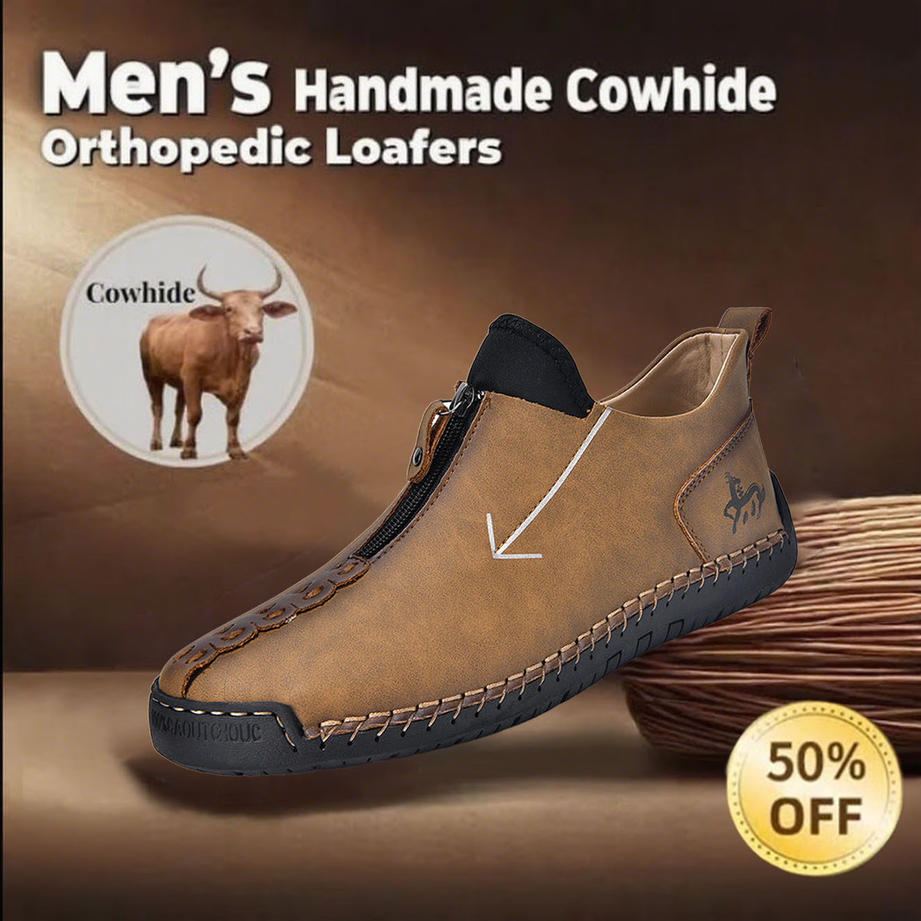 ⏰Limited Time Sale 60% OFF-Men's new handmade genuine leather orthopedic shoes with arch support