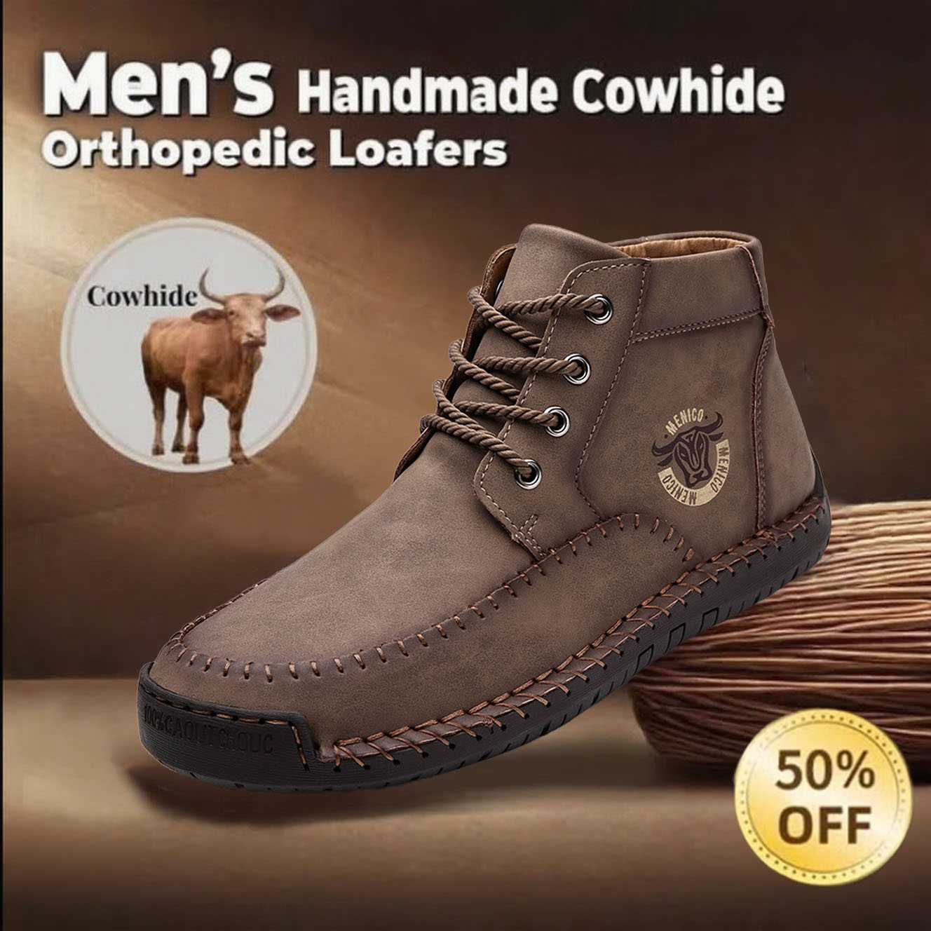 ⏰Final Day 70% OFF🔥Casual leather arch support non-slip wear-resistant high-top loafers