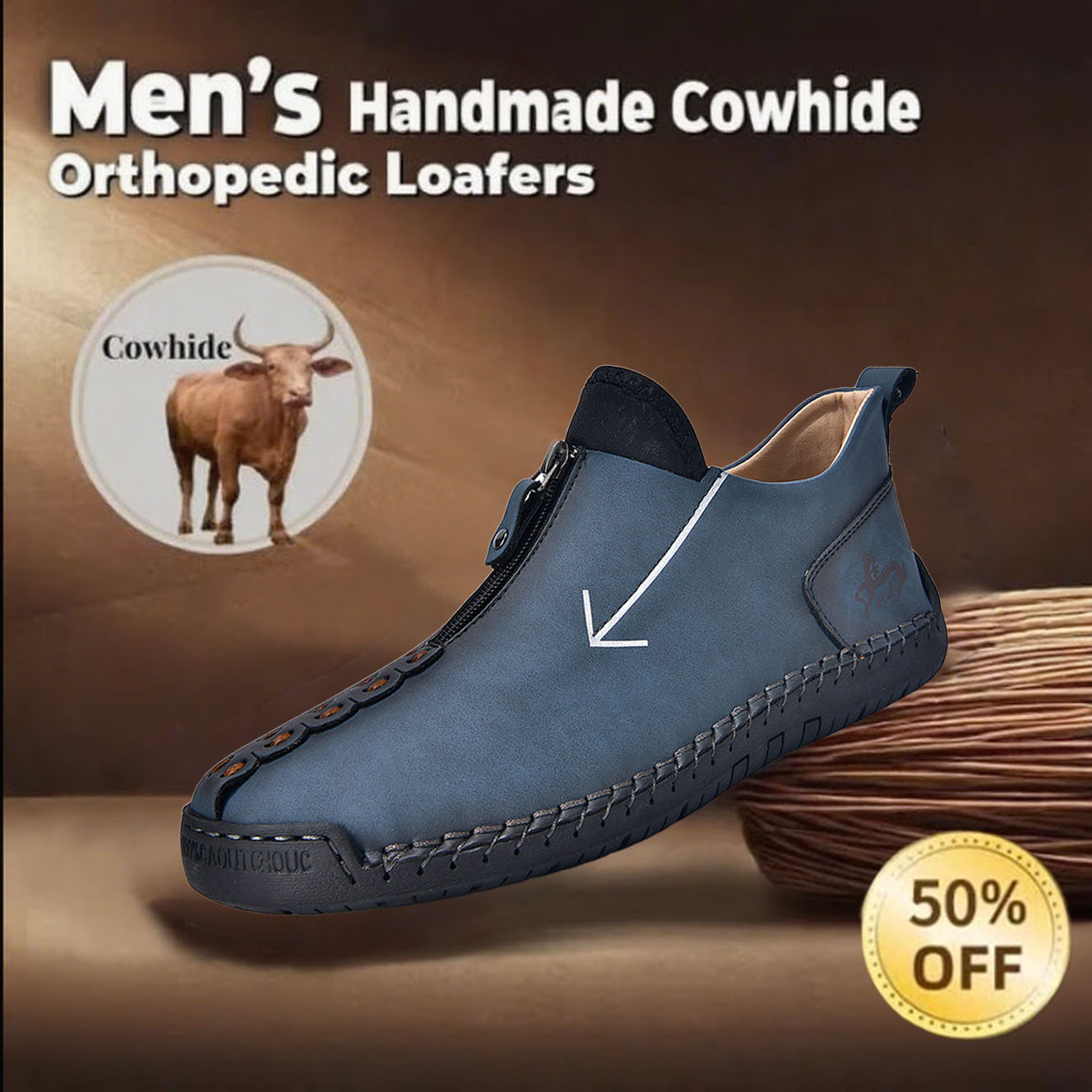⏰Limited Time Sale 60% OFF-Men's new handmade genuine leather orthopedic shoes with arch support
