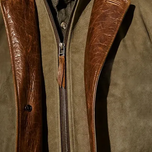 Yellowstone Park Series - Men's Vintage Mid-Length Leather Jacket🔥70% Off Last Day🔥