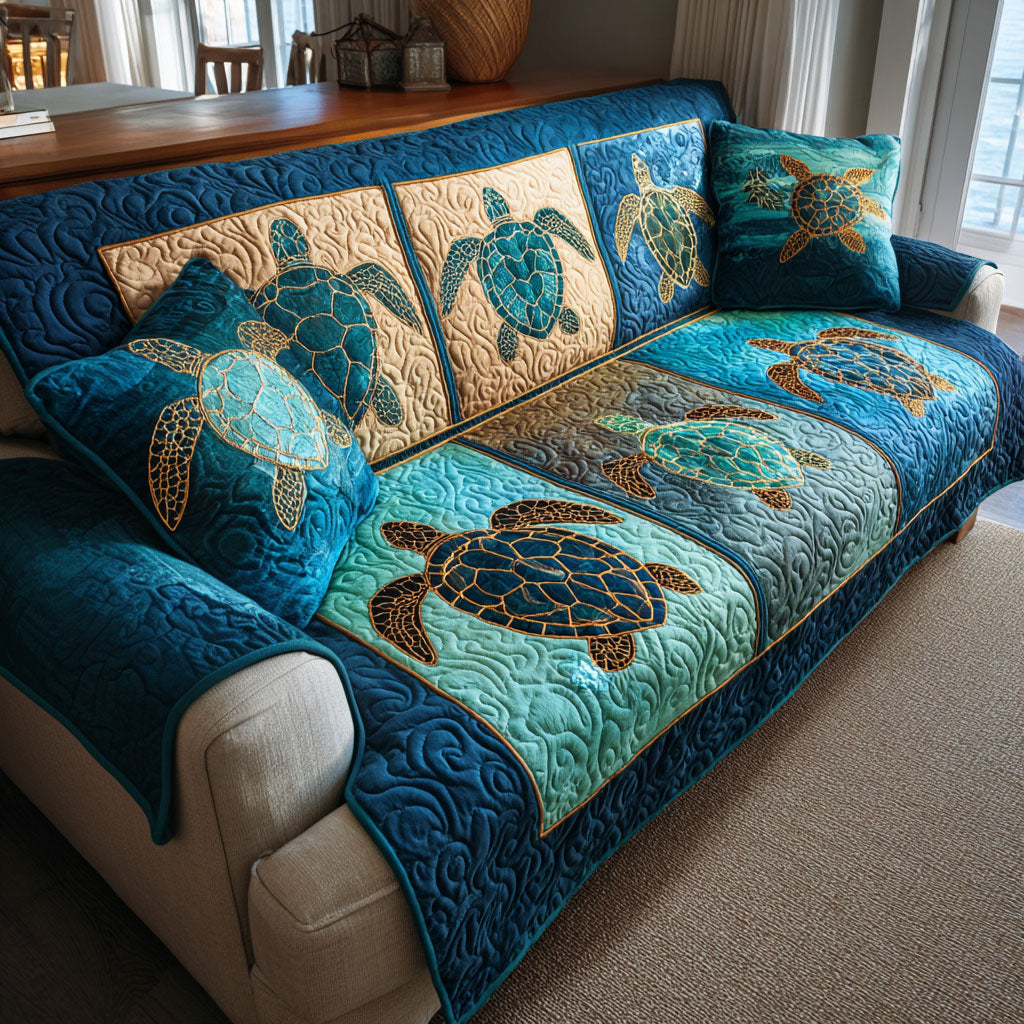 Ocean Serenity Quilted Sofa Cover NCU0TV726