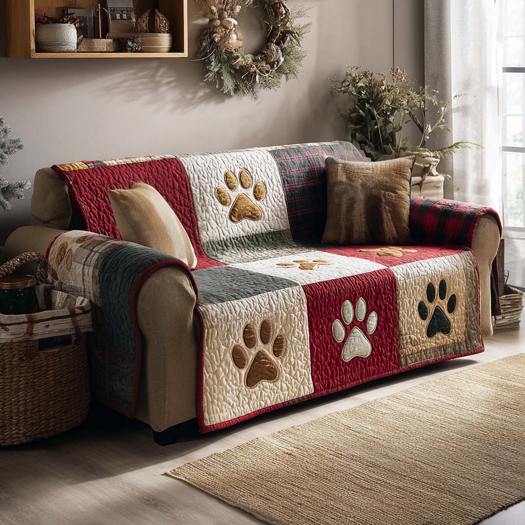 Merry Pawmas Quilted Sofa Cover NCU0NT11194