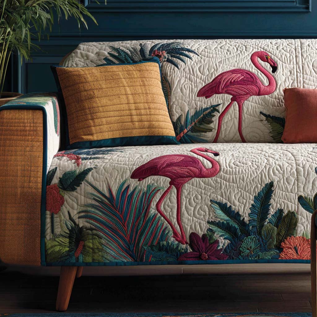 Jungle Flamingo Quilted Sofa Cover NCU0NT10885