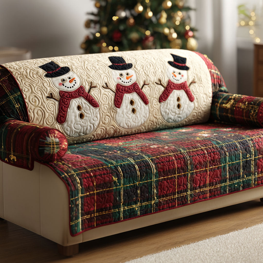 Frosty Plaid Quilted Sofa Cover NCU0TV825